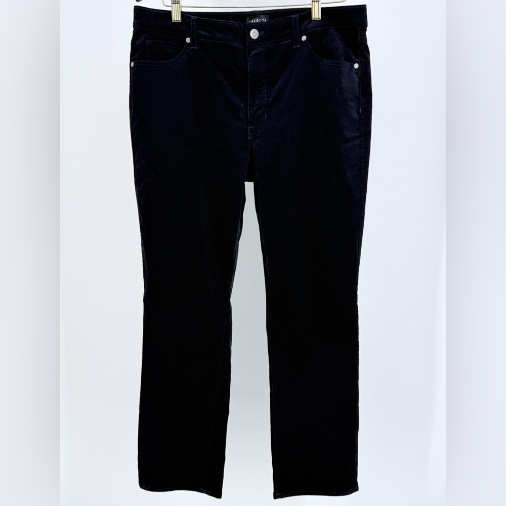 Talbots Women's Black Straight-Leg High Rise Corduroy Pants 12P